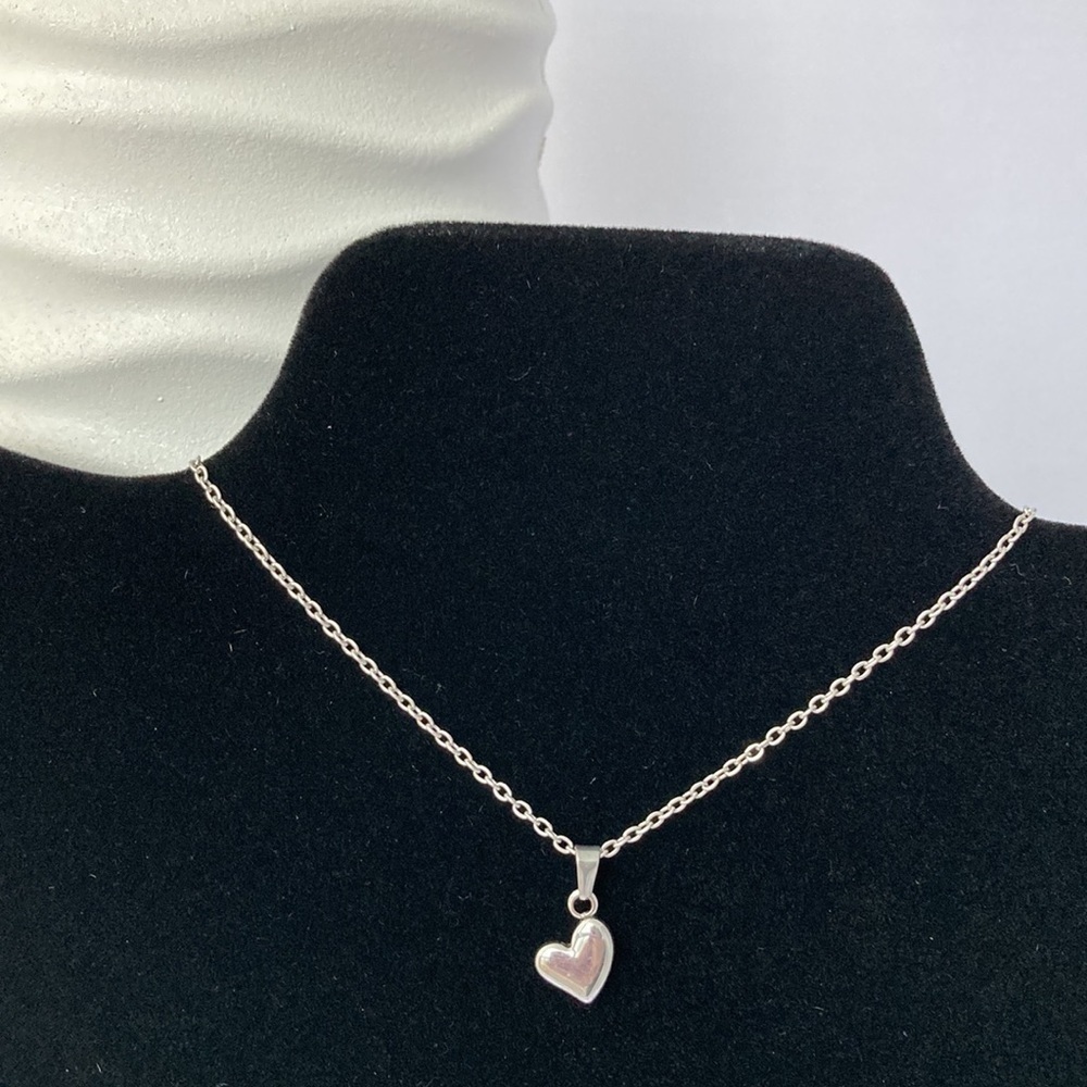 STAINLESS Steel Necklace With Puff Heart Pendant